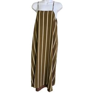 Rokoko Brown and White Striped Midi Dress Size S Beachy Boho Casual